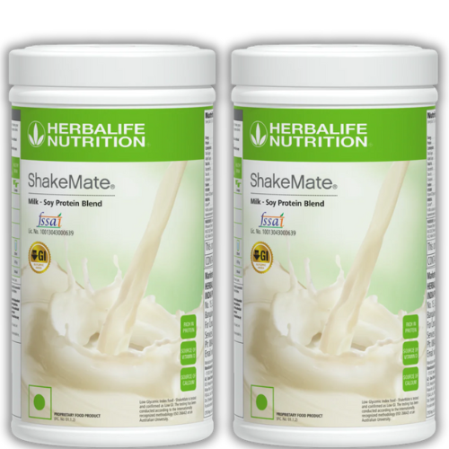 HERBALIFE Shakemate Milk based protein blend powder-500g-2 Pack Plant-Based Protein (1000 g, VANILLA)