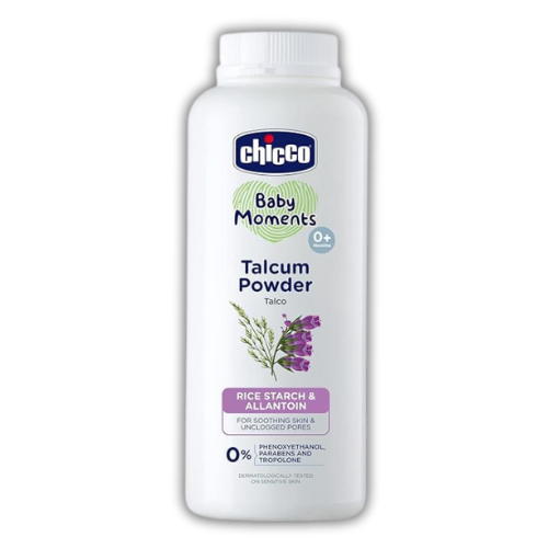 Chicco Baby Moments Talcum Powder With Natural Ingredients, Soothes & Moisturises Baby S Skin, Dermatologically Tested, Paraben Free, Phenoxyethanol Free 0M+ (Pack Of 300 Gm),White..