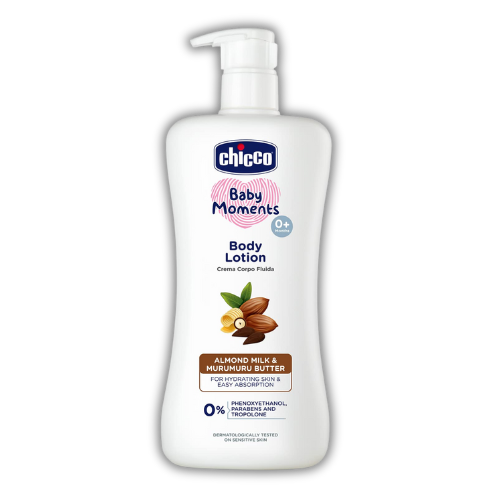 Chicco Baby Moments Body Lotion for Babies, 500ml|Almond Milk & Murumuru Butter|Quick Absorb Formula with Natural Ingredients for Ultra Soft Skin|Dermatologically Tested|Parabens & Phenoxyethanol Free