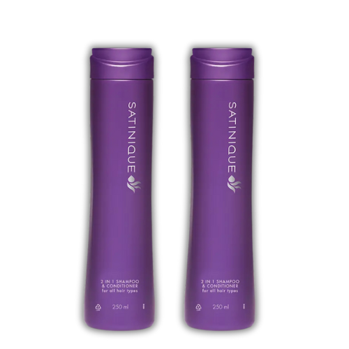 Amway Satinique 2-in-1 Shampoo & Conditioner 250ml pack of 2 for cleansing and conditioning hair