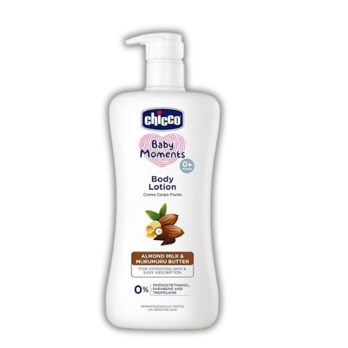 Chicco Baby Moments Body Lotion for Babies, 650ml | Almond Milk & Murumuru Butter|Quick Absorb Formula & Natural Ingredients for Soft Skin | Dermatologically Tested|Parabens & Phenoxyethanol Free