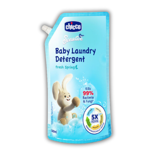 Chicco Sensitive Baby Laundry Detergent, Fresh Spring Fragrance, 500ml Refill Pack | Liquid Detergent for Baby Clothes | Kills 99% Barteria and Fungi | 5X Stain Fighter | Free From Harsh Chemicals
