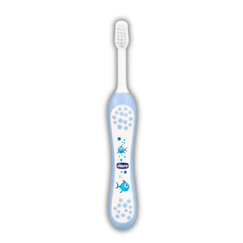 Chicco Baby Manual Toothbrush For Infants (6M-36M), Extra Soft Tapered Bristles Ideal For Milk Teeth | Bpa Free (Blue), 1 Count
