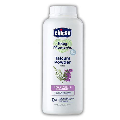 Chicco Baby Moments Talcum Powder for Babies with Rice Starch & Allantoin, 150g | Skin Powder for Infants| Toxin Free | Natural Ingredients to Soothe Skin | Dermatologically Tested on Sensitive Skin