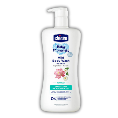 Chicco Baby Moments Mild Body Wash - Refresh, 500ml | With Lotus & Meadowsweet|No Tears Formula with Natural Ingredients for Moisturized Skin|Phenoxyethanol, Parabens & Lauryl sulphates free